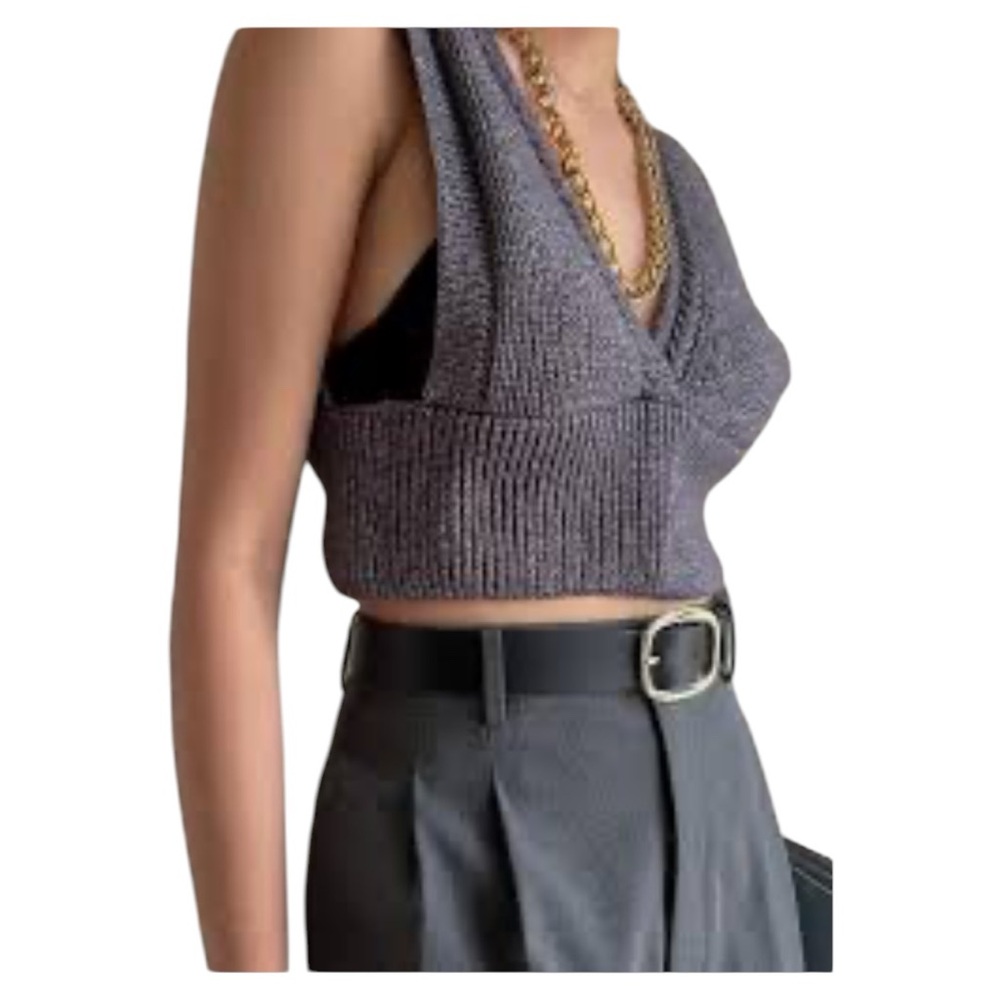 GU, Cropped chunky knit back tie top. size xlarge